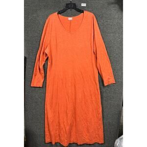 J Jill Midi Dress Womens Size XL Orange Rust Casual Career Long Sleeve